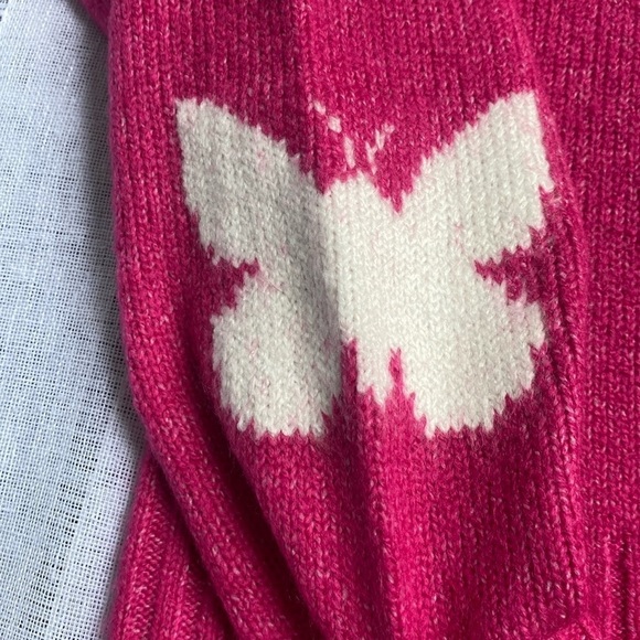 Ultra Flirt NWT hot pink mock neck sweater with butterfly design. - Picture 3 of 11